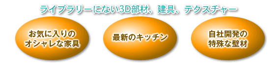 ライブラリーにない3D部材、建具、テクスチャー